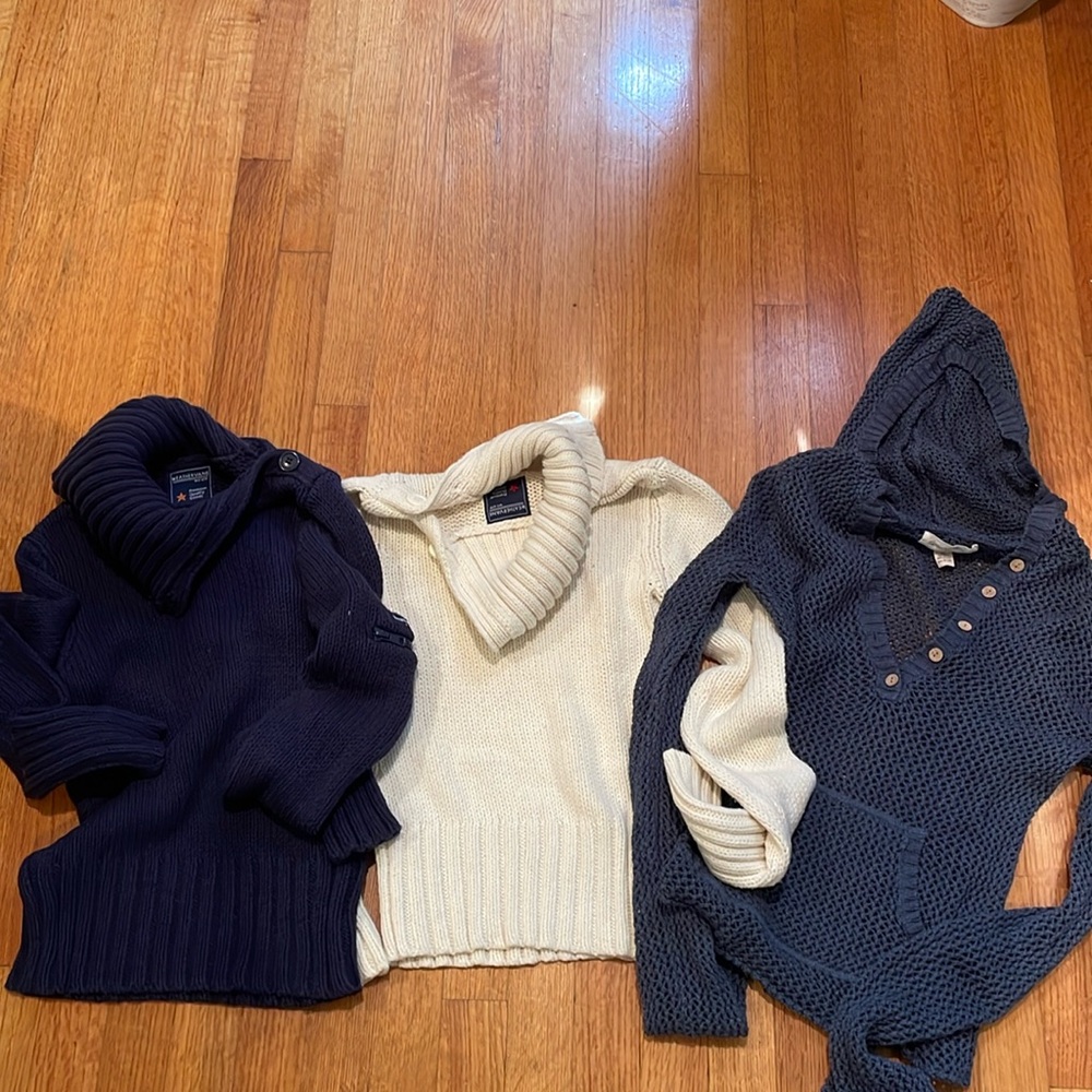 Jr 3 Sweater Bundle, XS-S-M Off-White and Navy